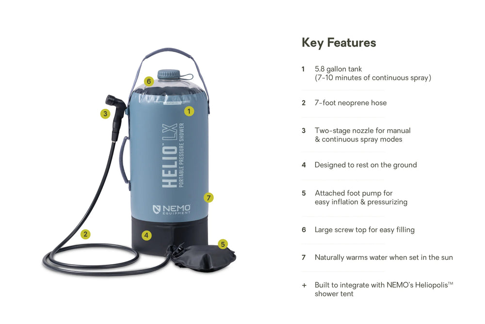NEMO Equipment Helio™ LX Portable Campingdusche 22L