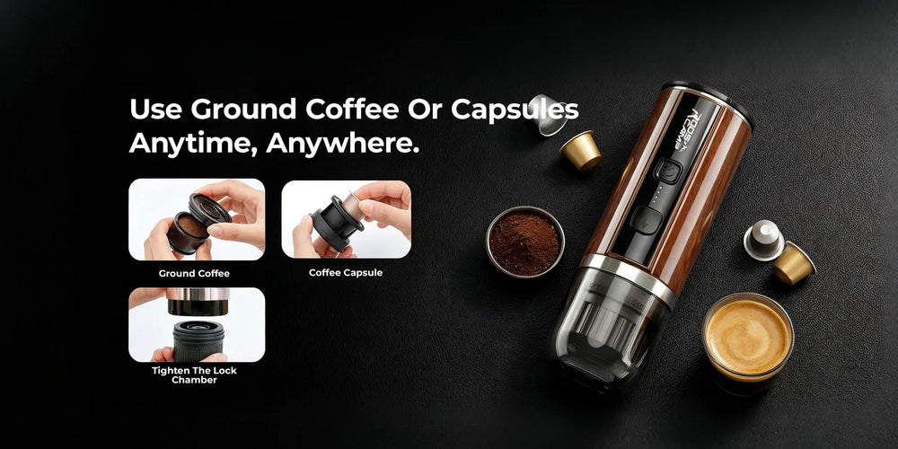 RoosCamp Pocket Espresso Maker – Tragbare elektrische Kaffeemaschine mit Akku-Heizung