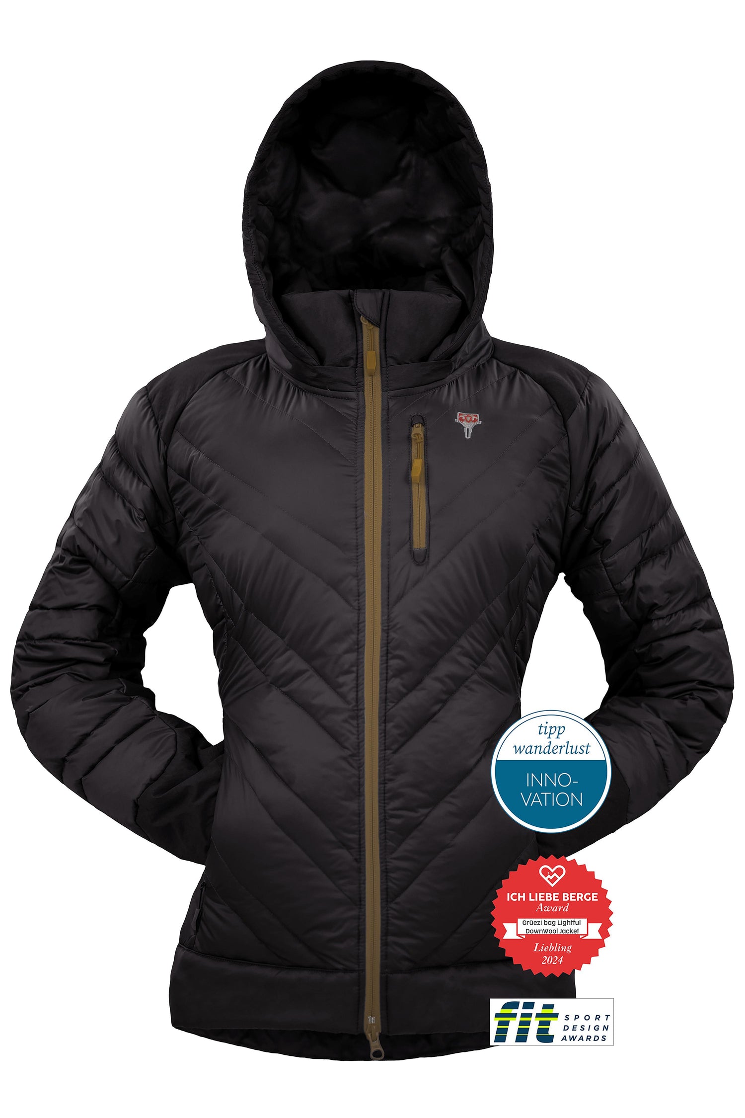Grüezibag Lightful DownWool Jacket W Black - Mustard