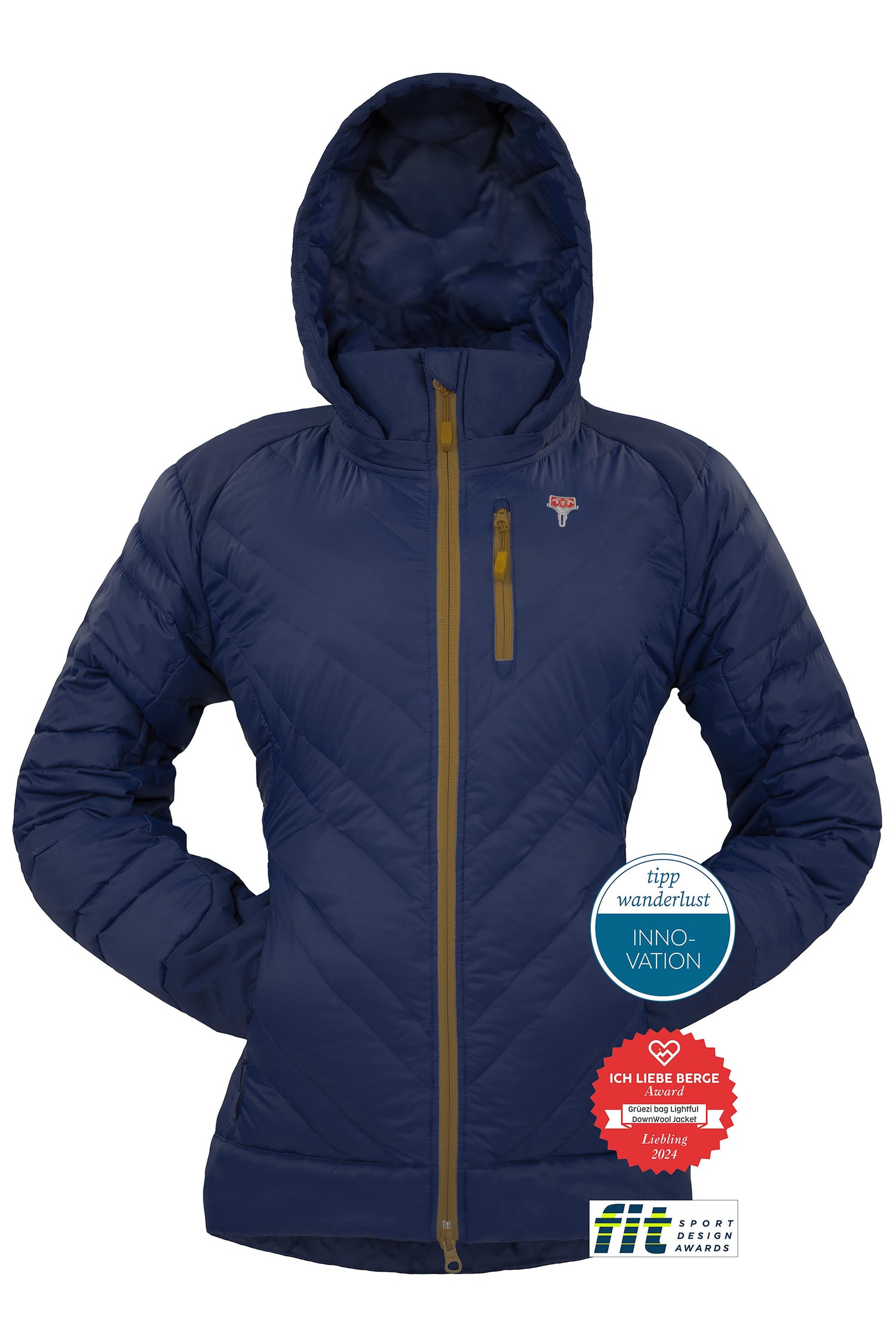 Grüezibag Lightful DownWool Jacket W Saphir Blue - Mustard