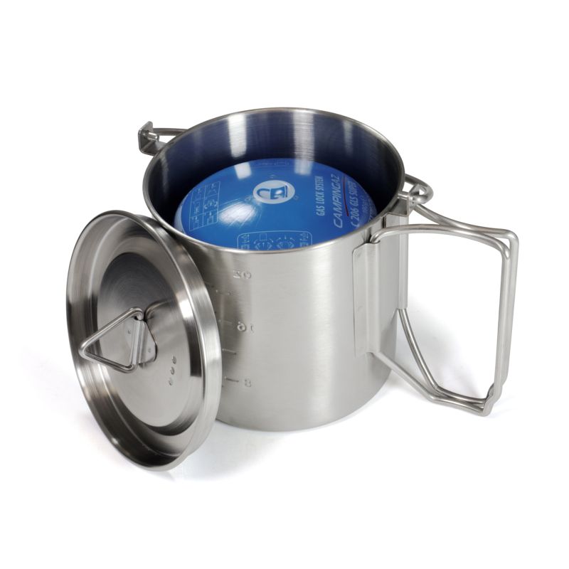 Edelstahl Camping Topf 2 in 1