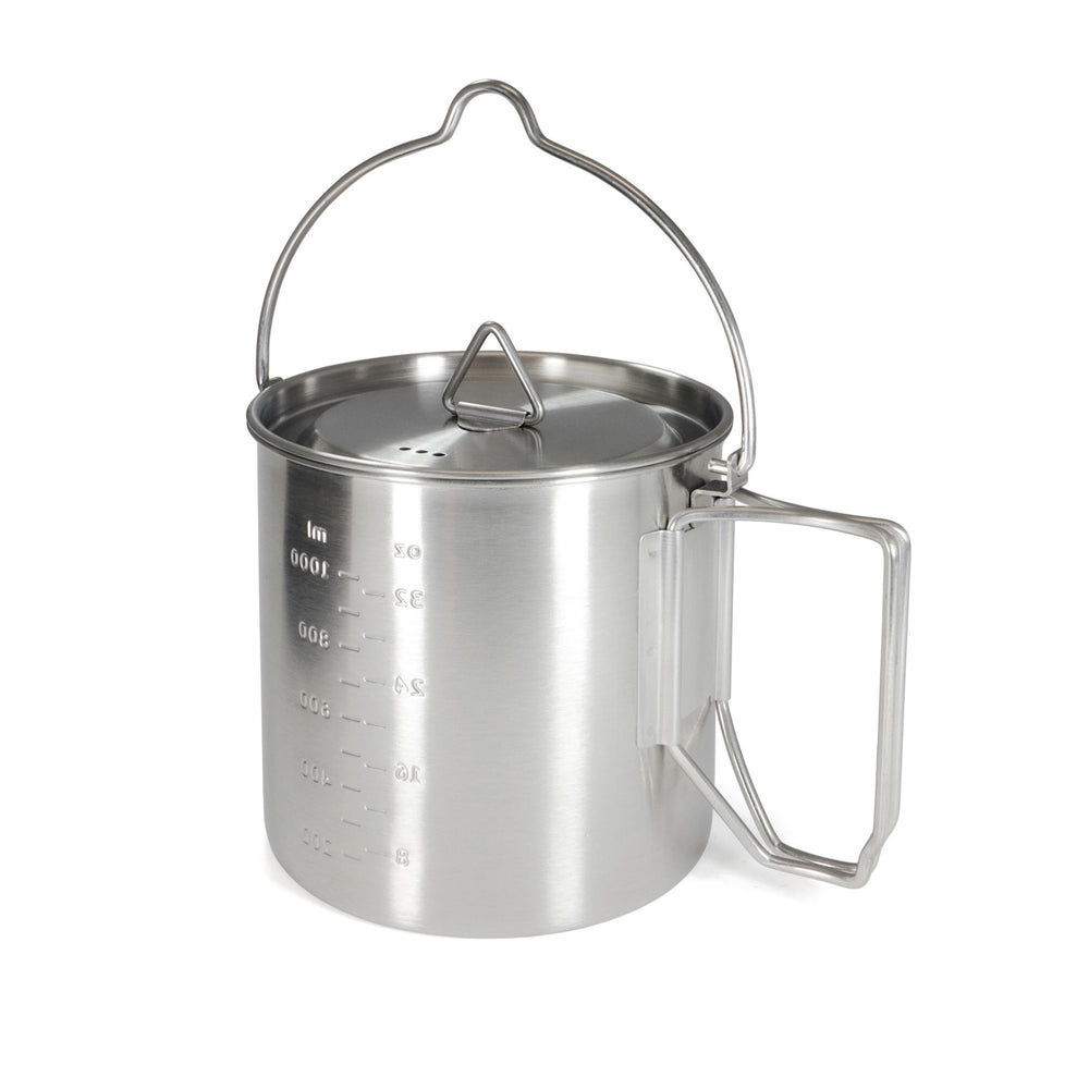 Edelstahl Camping Topf 2 in 1 1.35Liter