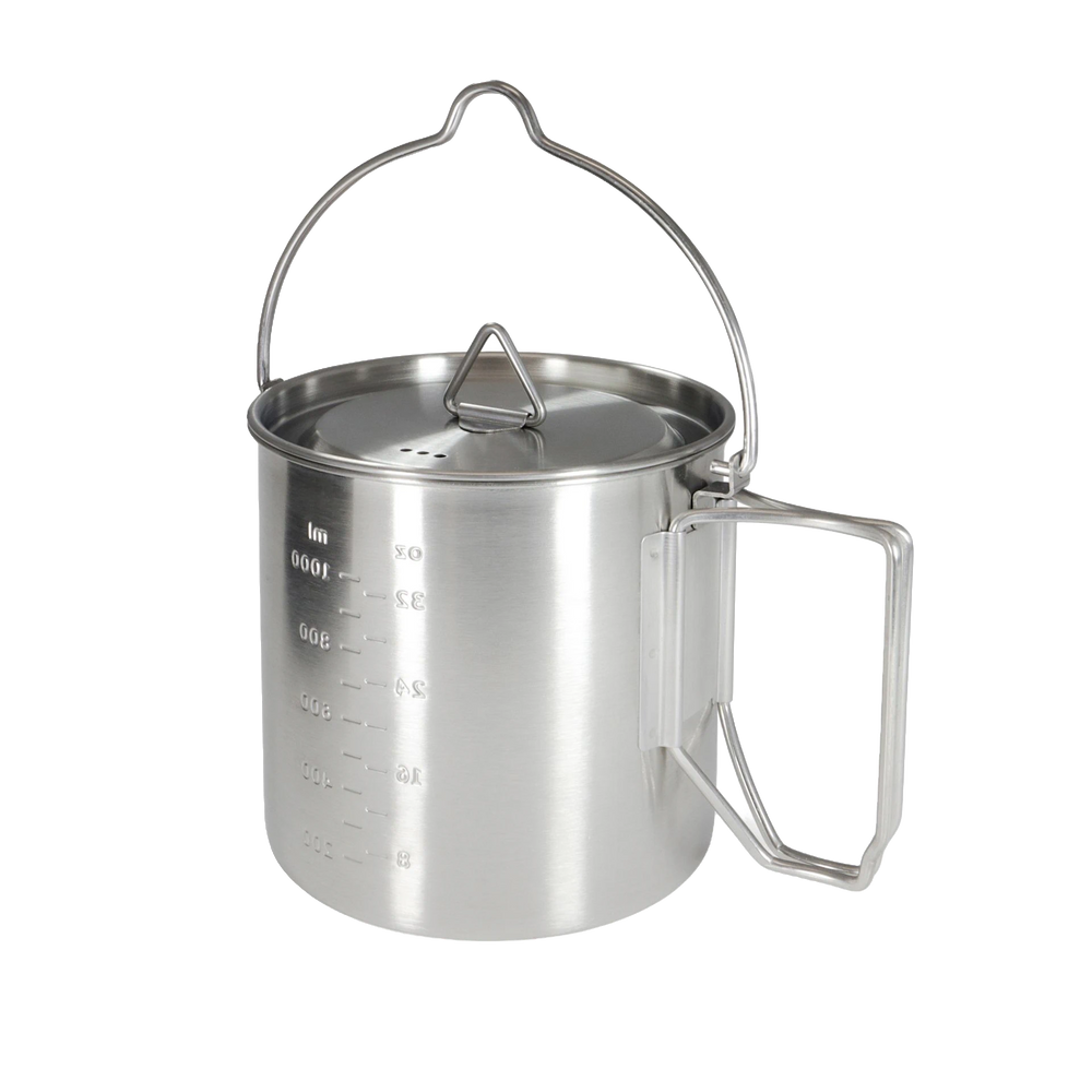 Edelstahl Camping Topf 2 in 1 1.35Liter