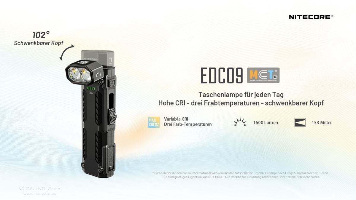 Nitecore EDC09 Winkellampe mit 1600 Lumen