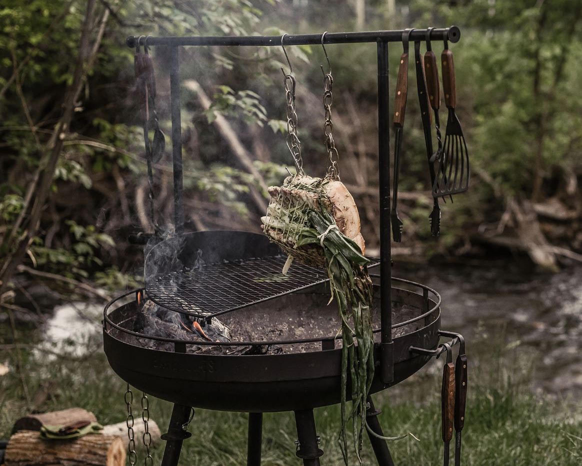 Barebones Cowboy Fire Pit Grill System