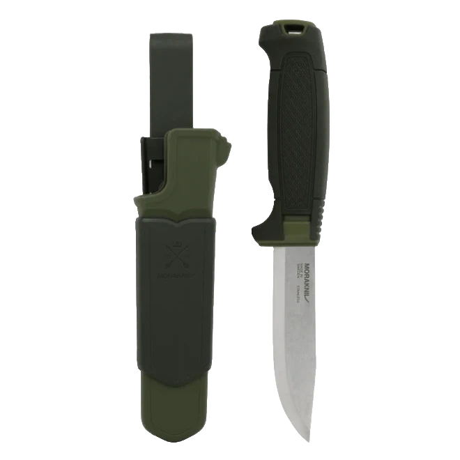 Morakniv Amberg (S) Outdoor-Messer – Scandi-Schliff & Feuerstahl-Kante, Deep Forest