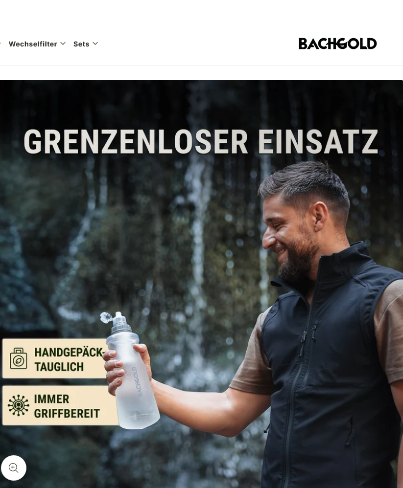 Bachgold® Squeeze Wasserfilter Outdoor – Leichtes Filtersystem mit Virenschutz | 0.5 Liter
