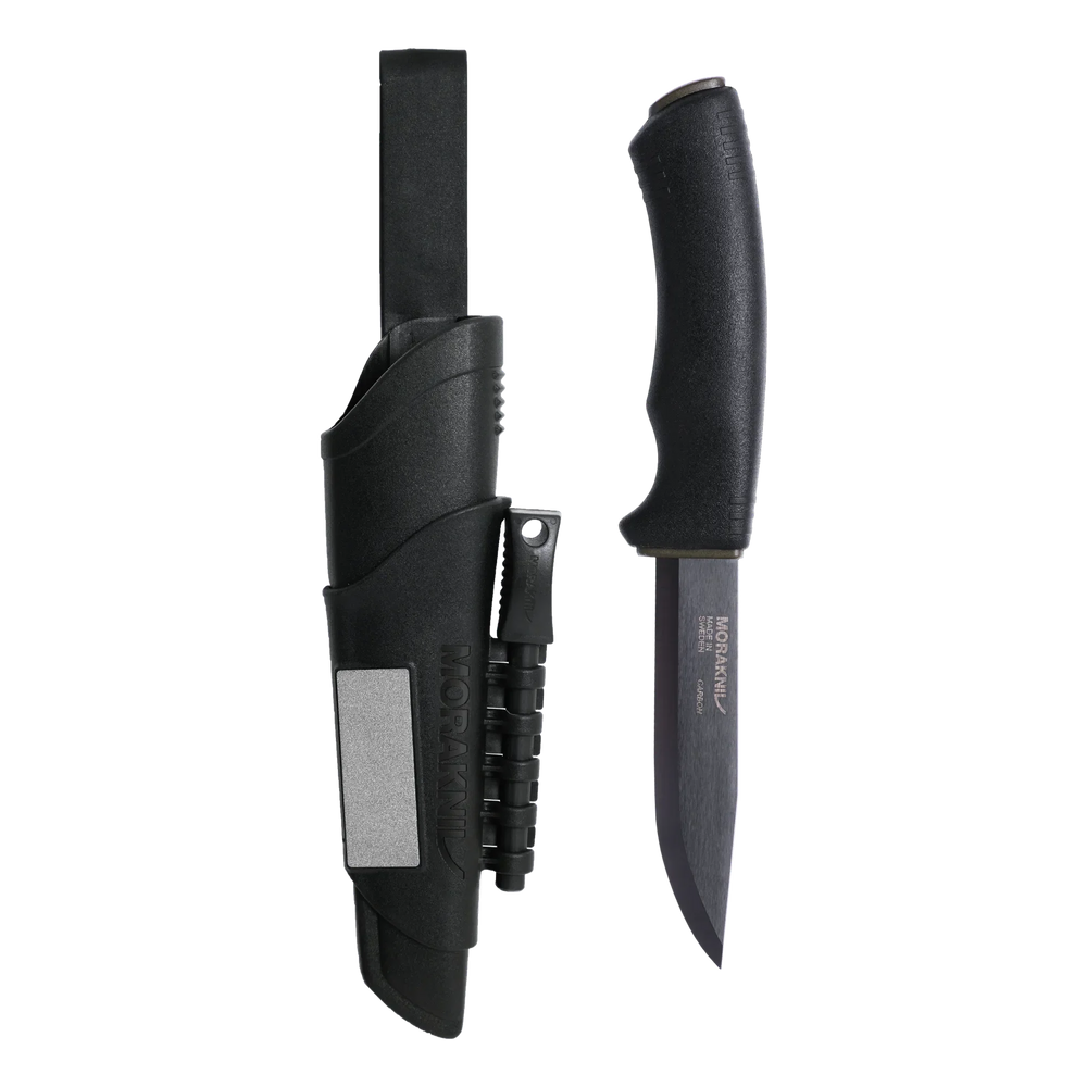 Morakniv Bushcraft Black Survival – Schweres Carbonstahl Outdoor- Set mit Feuerstarter & Diamantschärfer