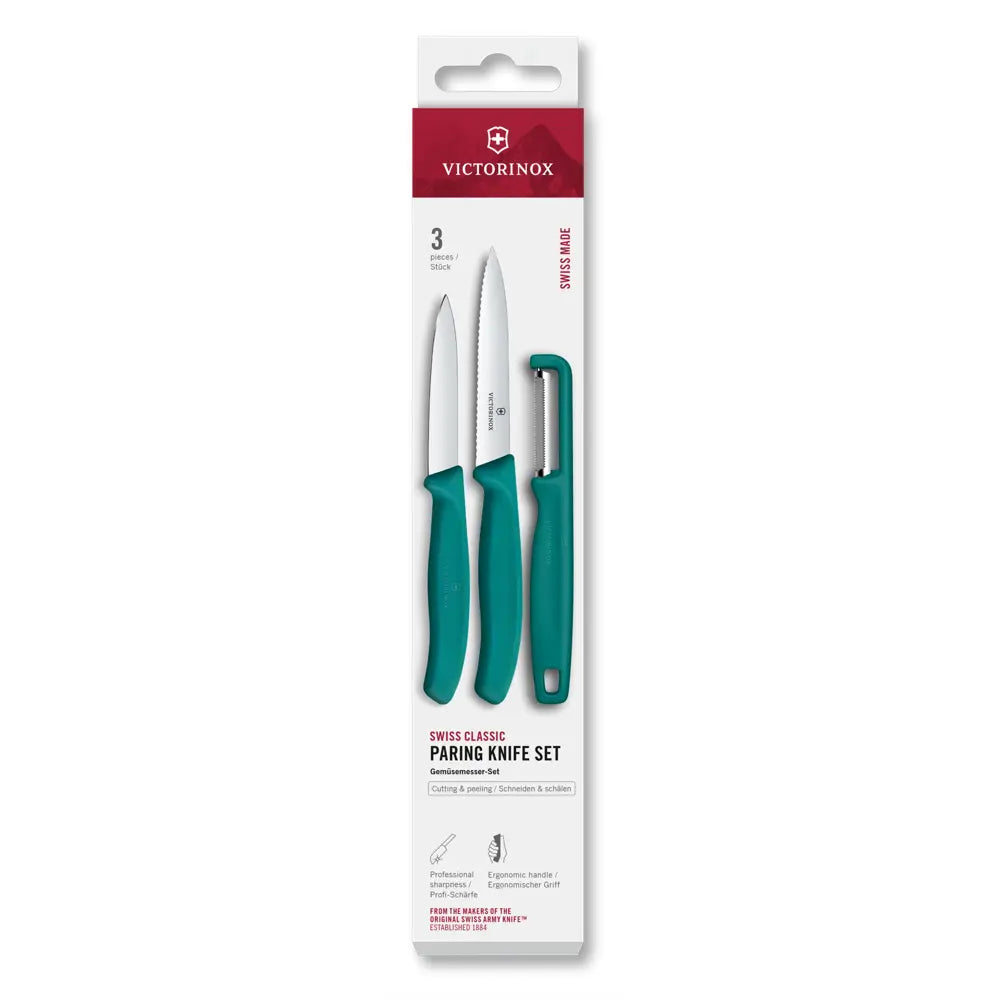 Victorinox Swiss Classic, Gemüsemesser mit I-Schäler, 3tlg, Grün