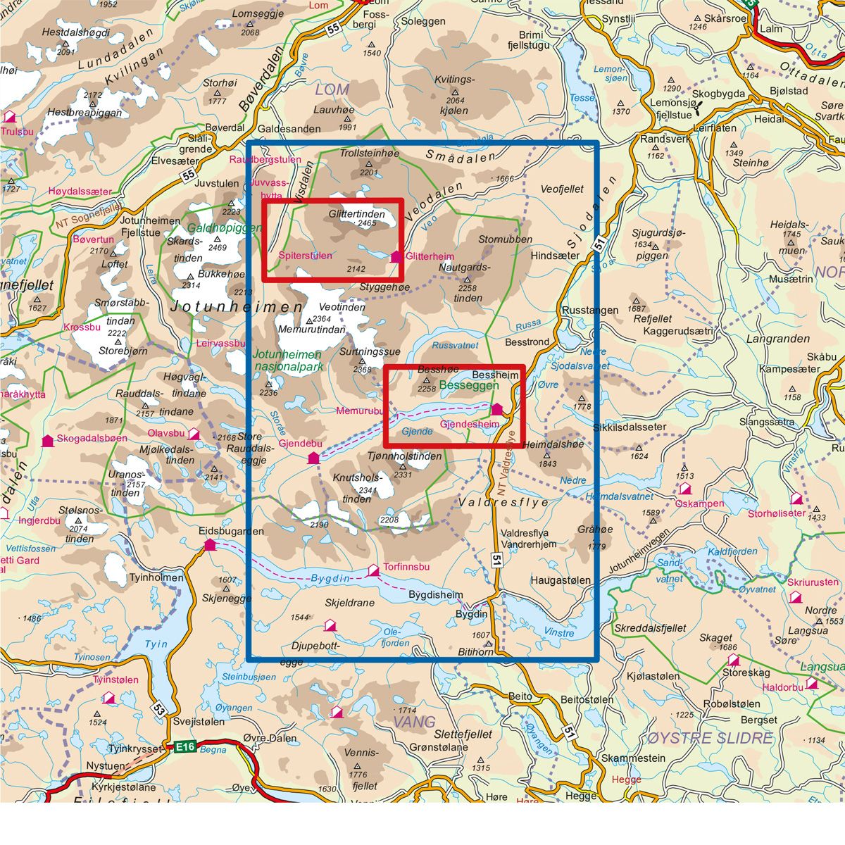 Turkart Jotunheimen Aust Wanderkarte