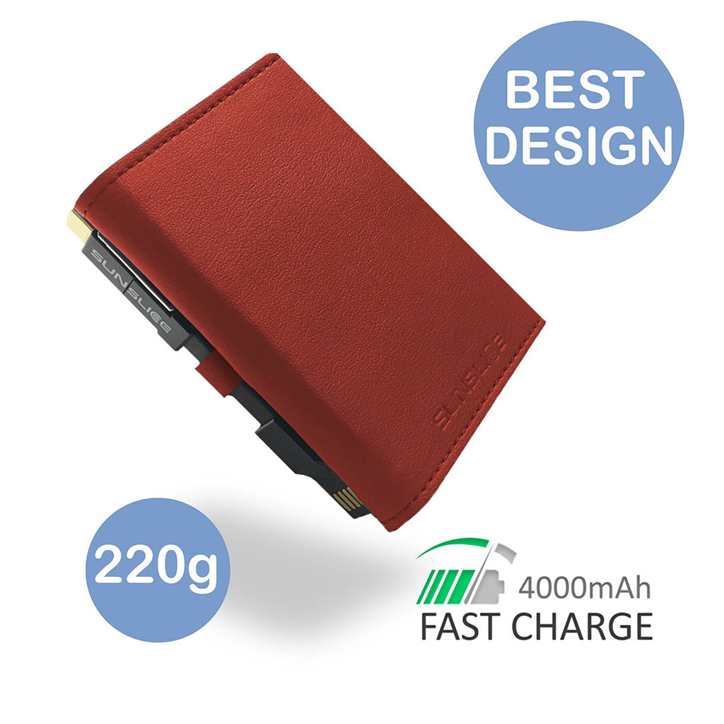 SunSlice PHOTON – Ultrakompakte 4W Solar-Powerbank mit 4.000 mAh Akku Red
