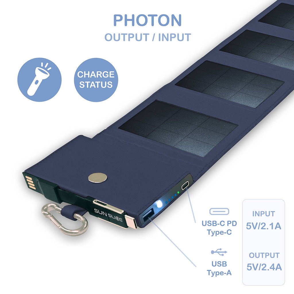 SunSlice PHOTON – Ultrakompakte 4W Solar-Powerbank mit 4.000 mAh Akku Blue