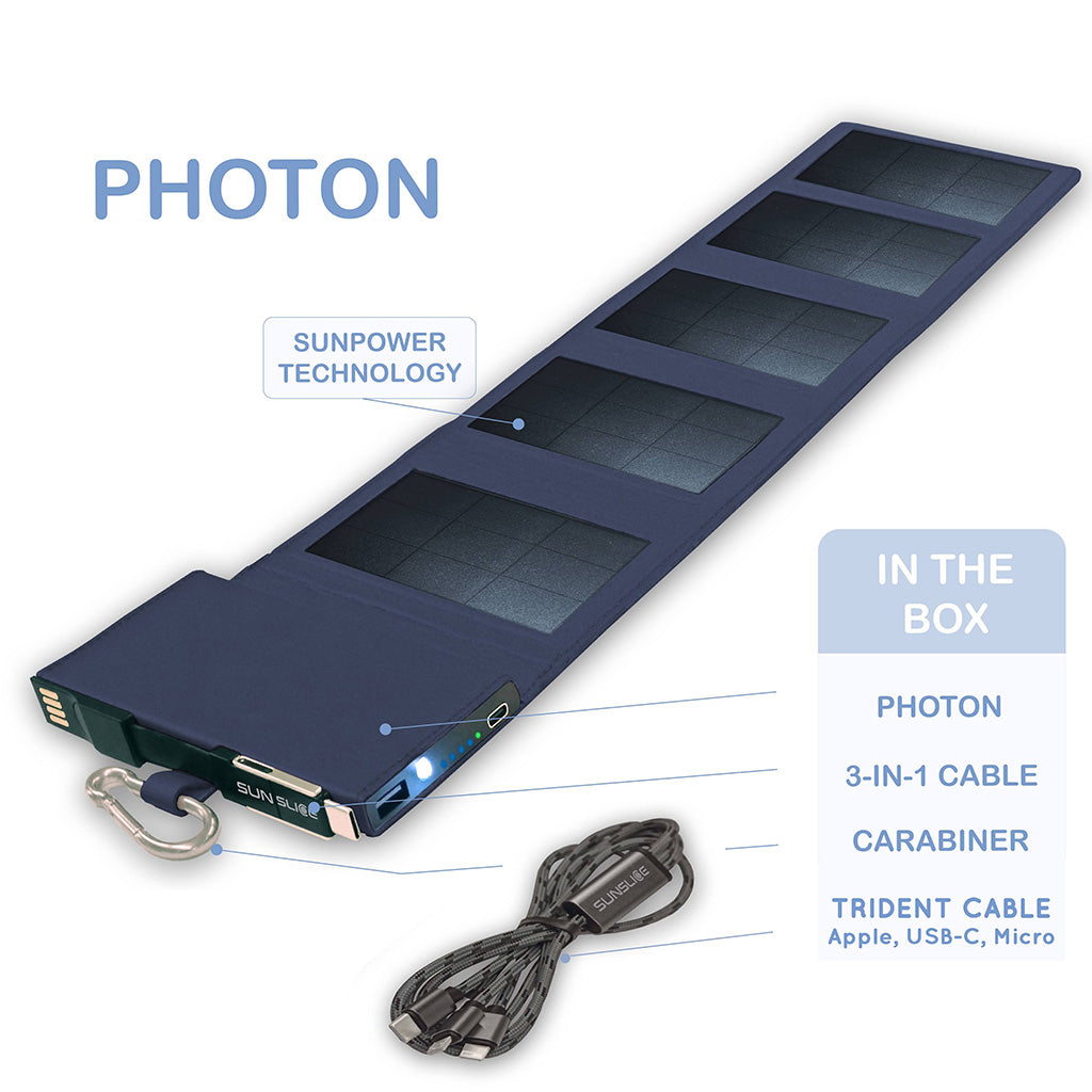 SunSlice PHOTON – Ultrakompakte 4W Solar-Powerbank mit 4.000 mAh Akku Blue