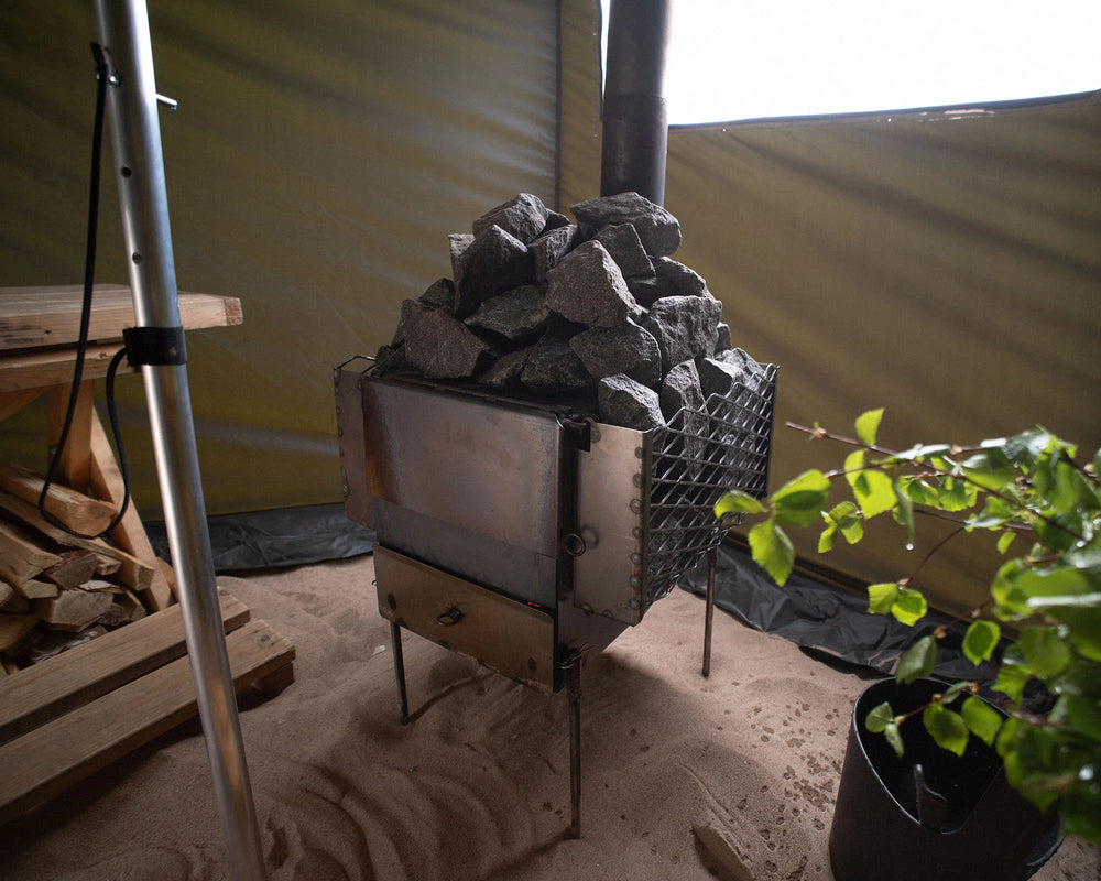 Savotta Sauna Stove – Tragbarer Holz-Zeltofen mit Steinracks