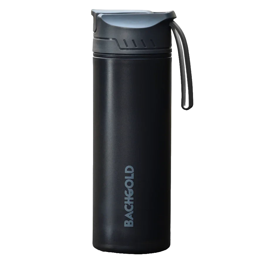 BACHGOLD Selfpress Wasserfilter XL – Mobile 800 ml Trinkflasche Black