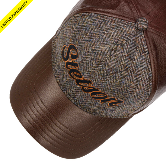 Stetson Harris Tweed Leather Cap