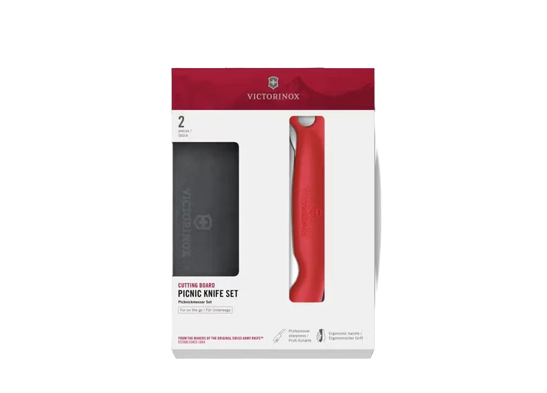 Victorinox Set aus Schneidebrett & Picknickmesser Rot