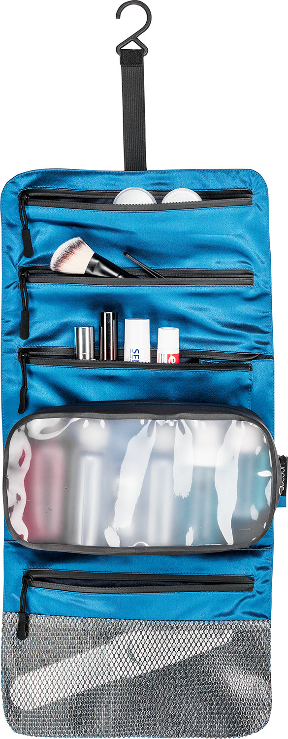 Cocoon Silk Hanging Toiletry Kit Minimalist blue lagoon