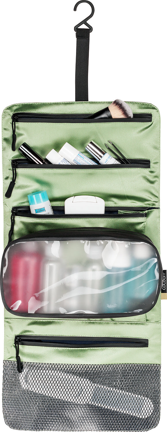 Cocoon Silk Hanging Toiletry Kit Minimalist light green