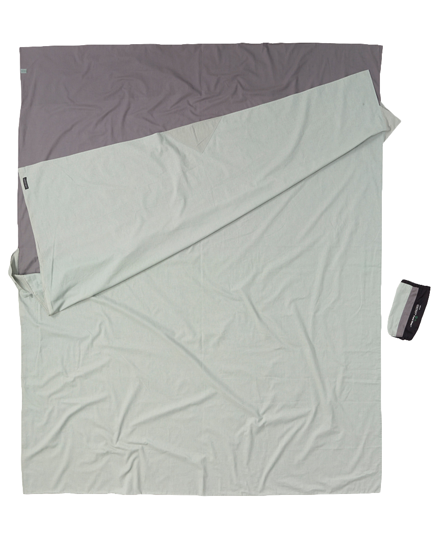 Cocoon Cotton TravelSheet Double Size elephant grey / cactus blue