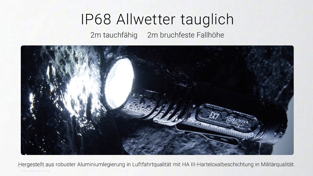Nitecore EX7 leistungsstarke Taschenlampe mit bis zu 6000 Lumen