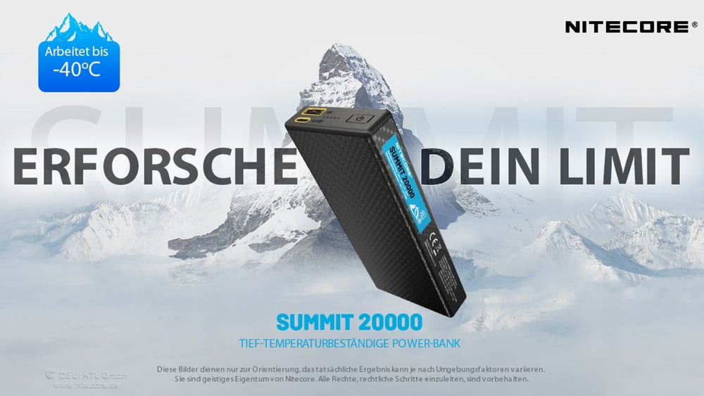 Nitecore Powerbank SUMMIT 20000 mAh, kältebeständig bis −40 °C