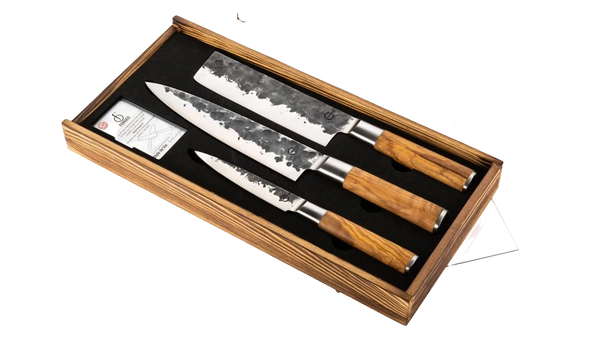 Forged 3tlg Olive Messerset