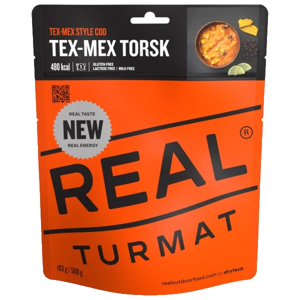 REAL Turmat Tex-Mex Style Cod Outdoor-Mahlzeit mit würzigem Kabeljau