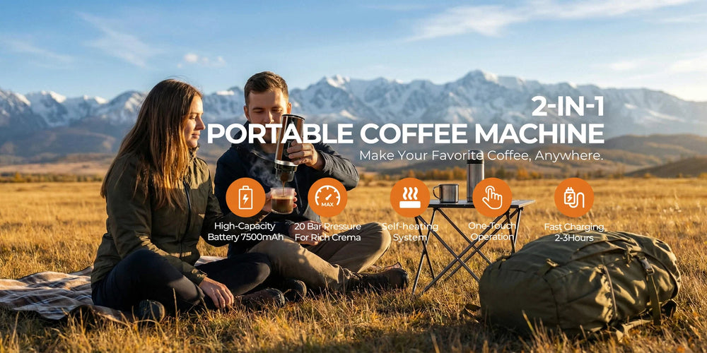 RoosCamp Pocket Espresso Maker – Tragbare elektrische Kaffeemaschine mit Akku-Heizung