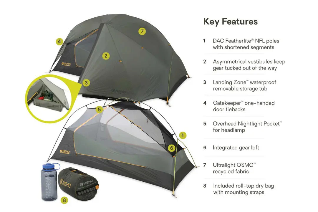 NEMO Equipment Dragonfly™ 1 Bikepack OSMO™ – Ultraleichtes 1-Personen-Bikepacking-Zelt