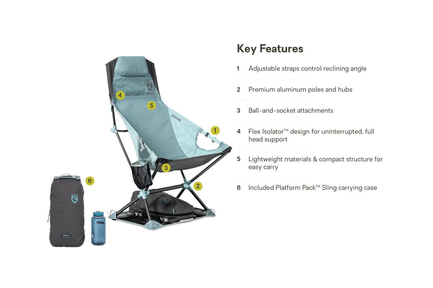 NEMO Equipment Satellite™ – Verstellbarer High-Back Campingstuhl Arctic