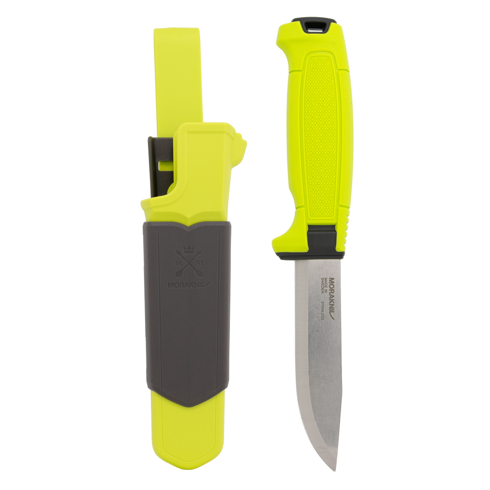 Morakniv Amberg (S) Outdoor-Messer – Scandi-Schliff & Feuerstahl-Kante, Lime