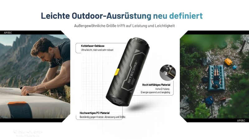Nitecore AP05C Ultraleichte Mini-Luftpumpe aus Carbon