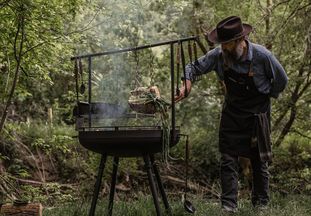 Barebones Cowboy Fire Pit Grill System
