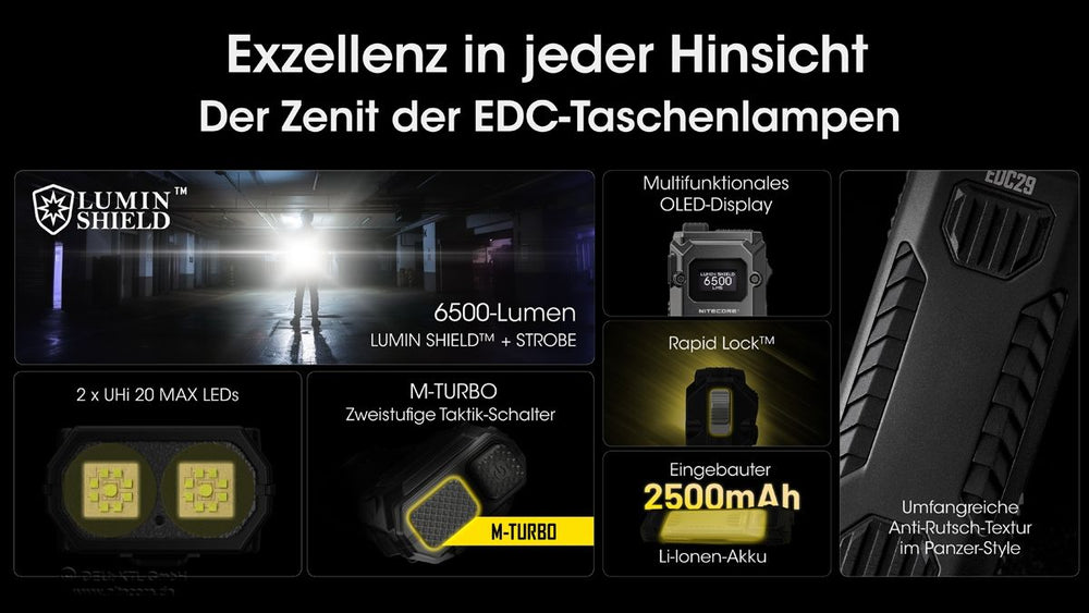 Nitecore EDC29 LUMINBLADE kompakte EDC-Taschenlampe mit 6500 Lumen