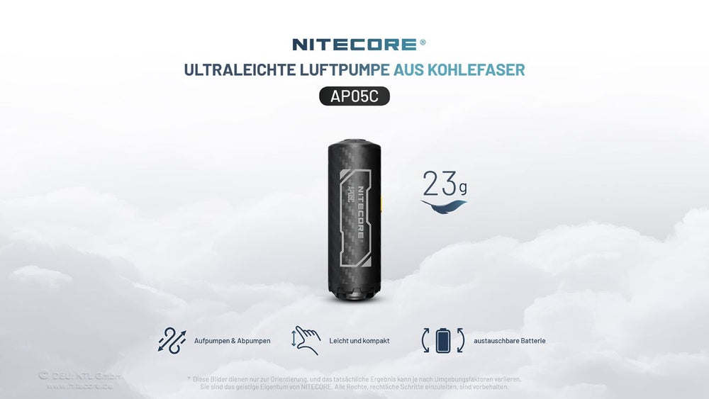 Nitecore AP05C Ultraleichte Mini-Luftpumpe aus Carbon