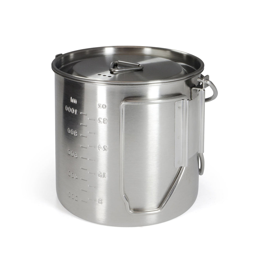 Edelstahl Camping Topf 2 in 1 1.35Liter