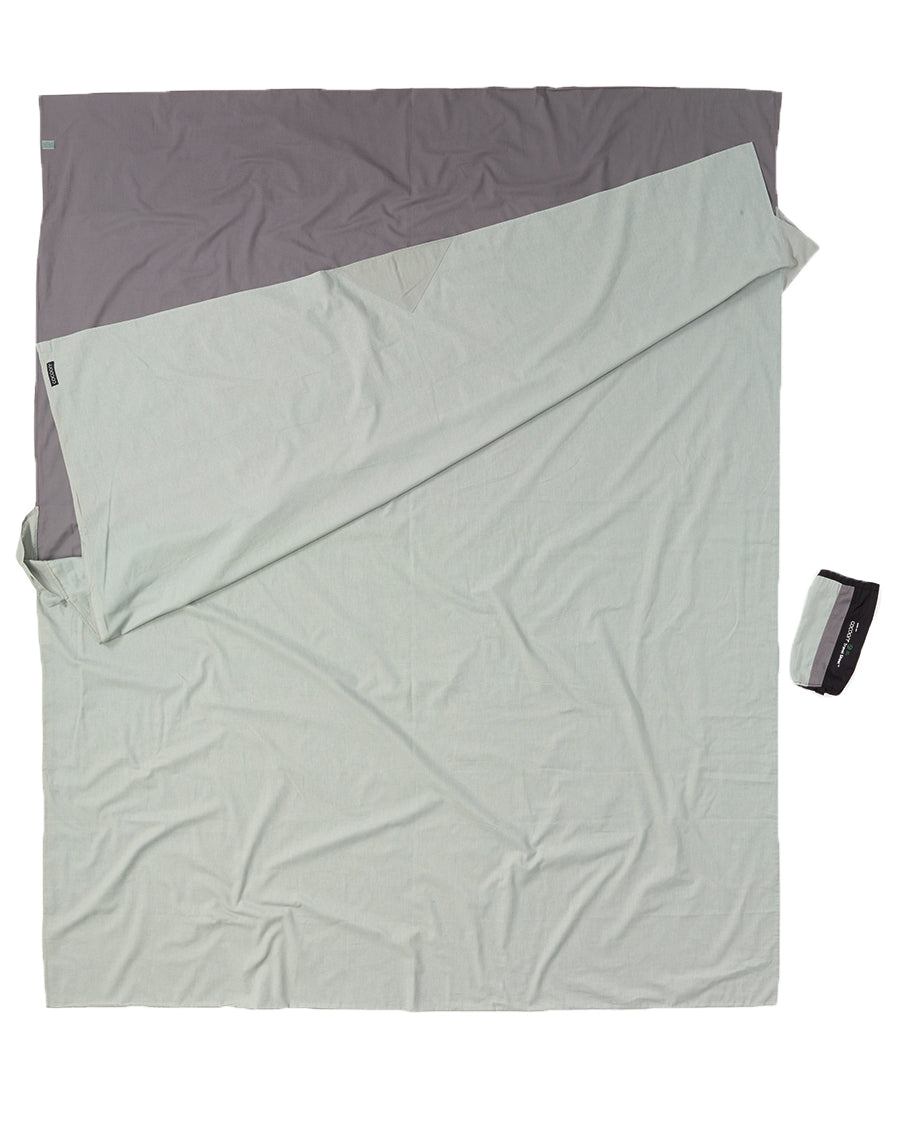 Cocoon Cotton TravelSheet Double Size elephant grey / cactus blue