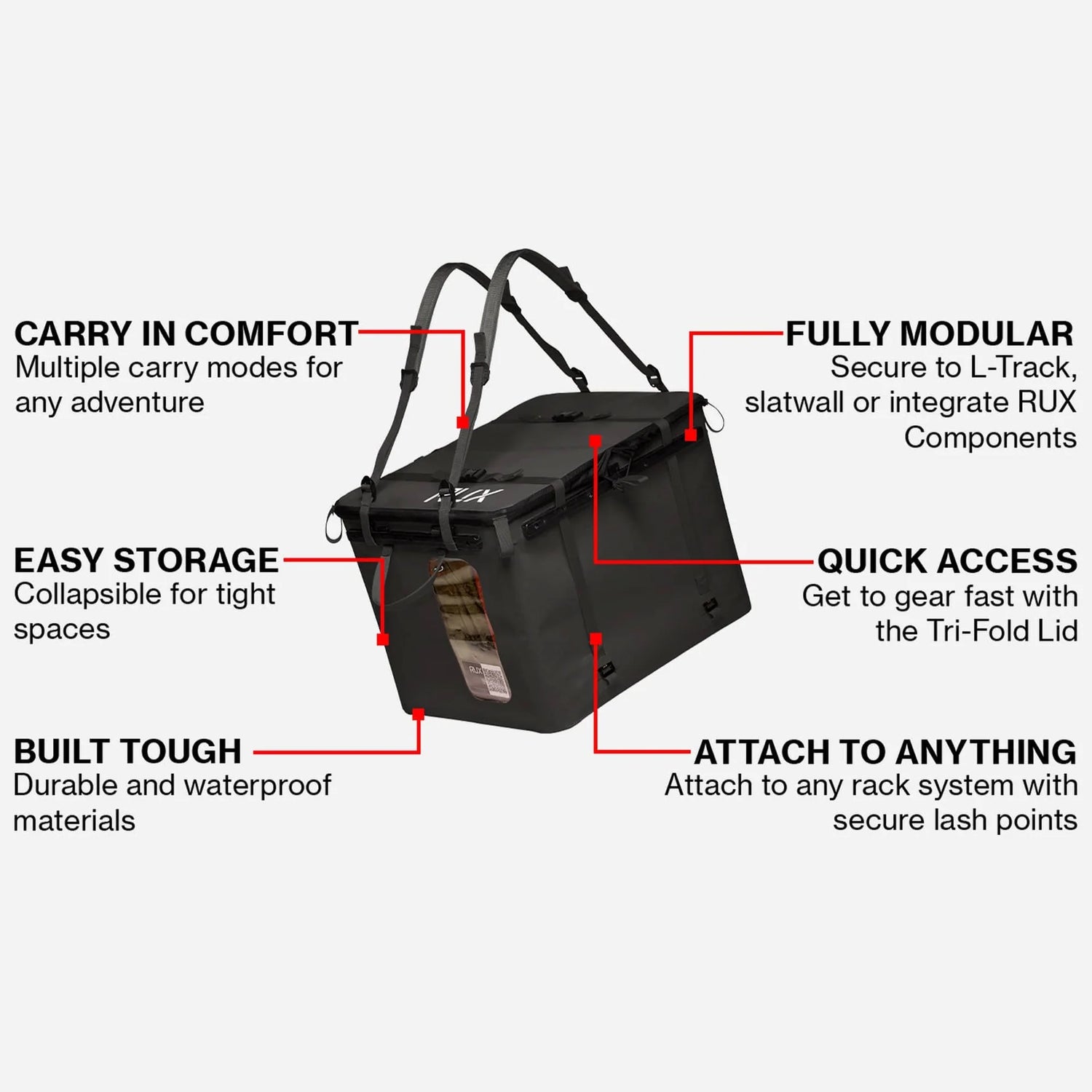 RUX 70L faltbare, wetterfeste 70-Liter-Transportbox Black