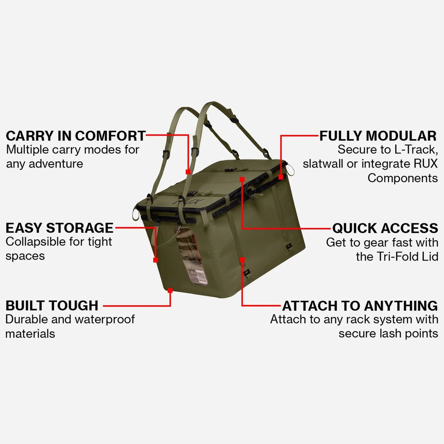 RUX 70L faltbare, wetterfeste 70-Liter-Transportbox Olive