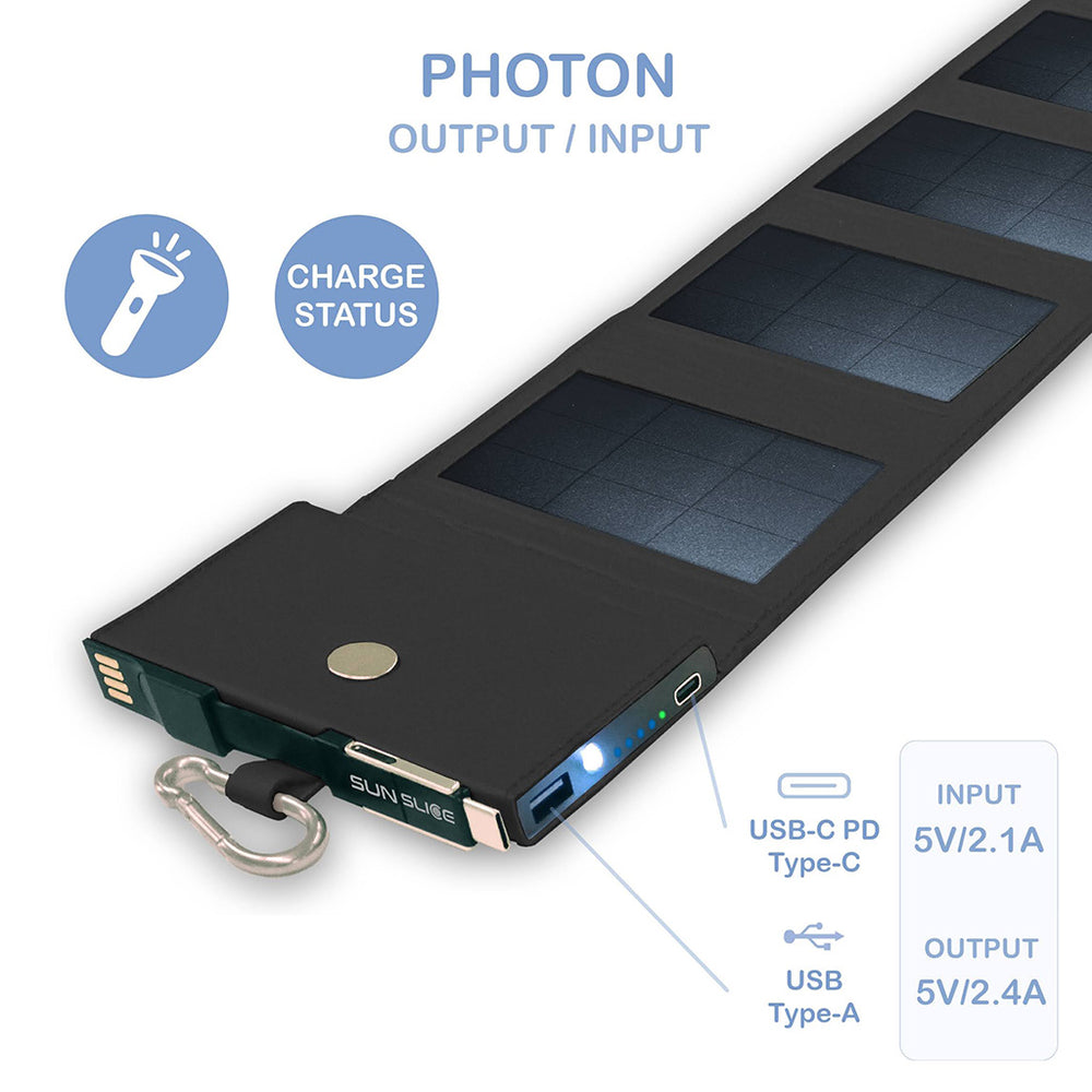 SunSlice PHOTON – Ultrakompakte 4W Solar-Powerbank mit 4.000 mAh Akku Black