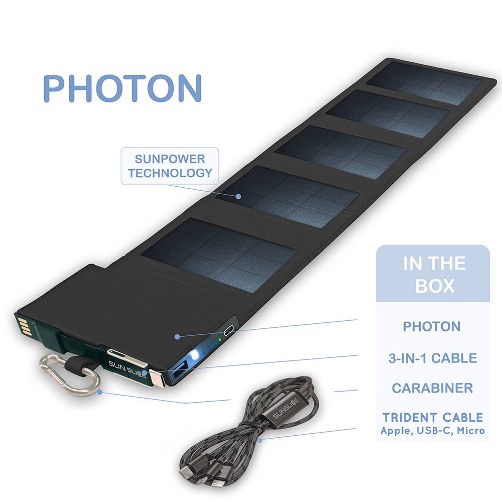 SunSlice PHOTON – Ultrakompakte 4W Solar-Powerbank mit 4.000 mAh Akku Black