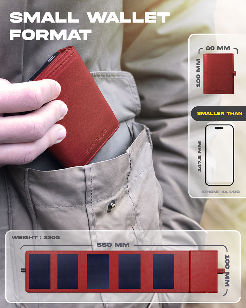 SunSlice PHOTON – Ultrakompakte 4W Solar-Powerbank mit 4.000 mAh Akku Red