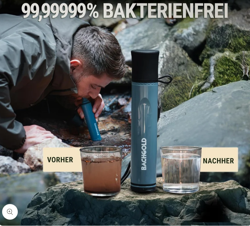 Bachgold® Straw Wasserfilter Outdoor – Kompakter Strohhalm-Wasserfilter