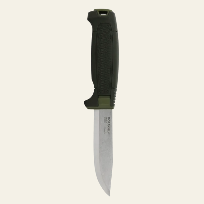 Morakniv Amberg (S) Outdoor-Messer – Scandi-Schliff & Feuerstahl-Kante, Deep Forest