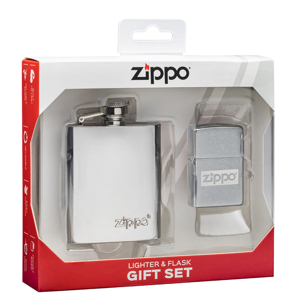 Zippo Benzinfeuerzeug und Flachmann