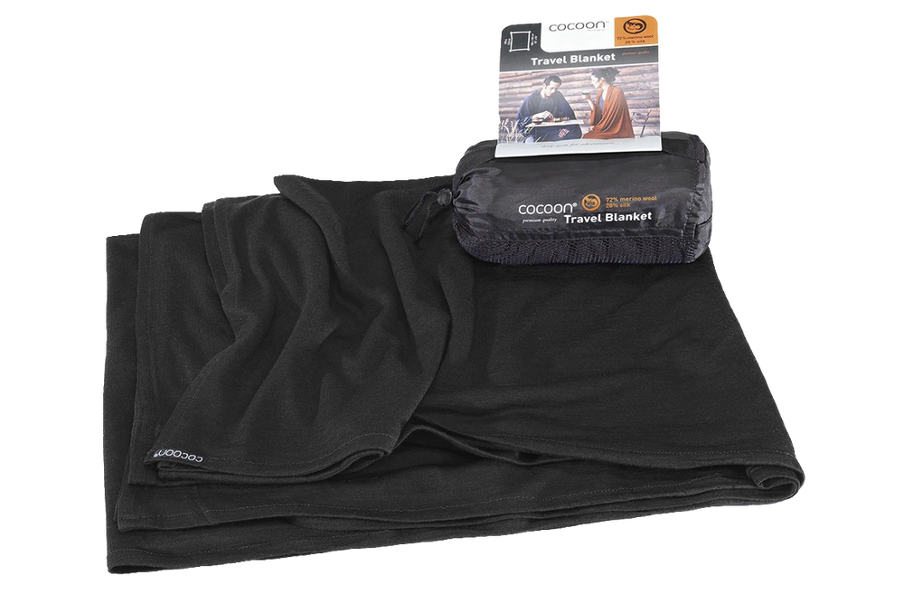 Cocoon Merino Wool Silk Travel Blanket Black