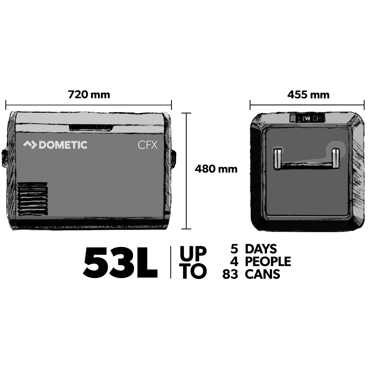 Dometic CFX3 55IM Tragbare Kompressorkühlbox mit Eiswürfel-Funktion und 53 l